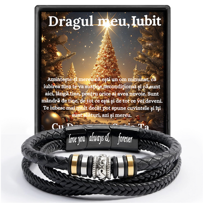 Cadou Sot - bratara din piele cu mesaj de Dragoste