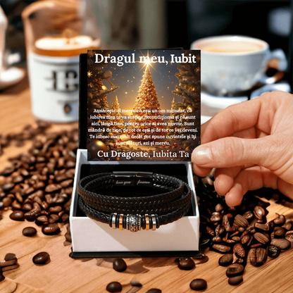 Cadou Sot - bratara din piele cu mesaj de Dragoste