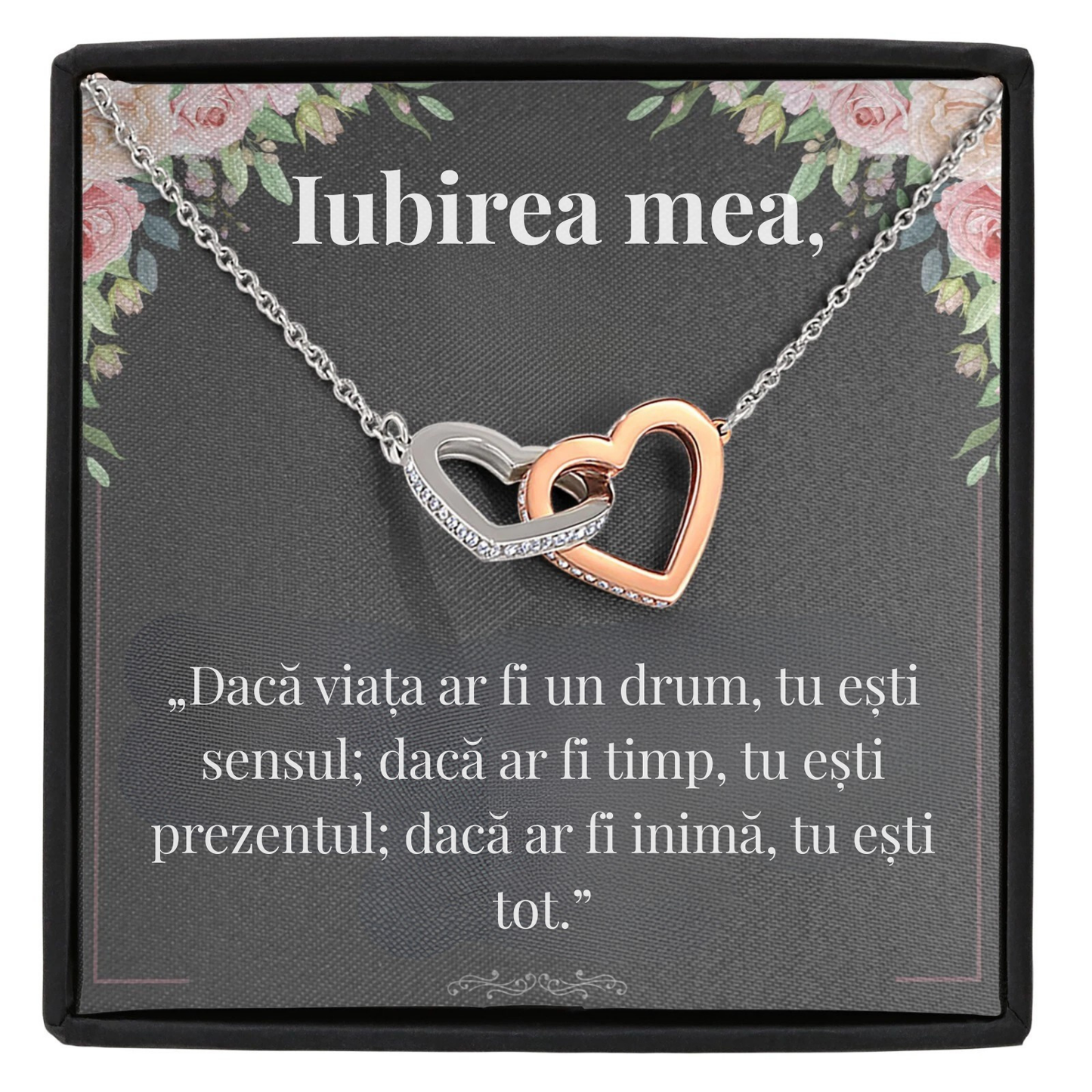 Cadou Iubita – Colier cu Zirconiu și Mesaj de Dragoste