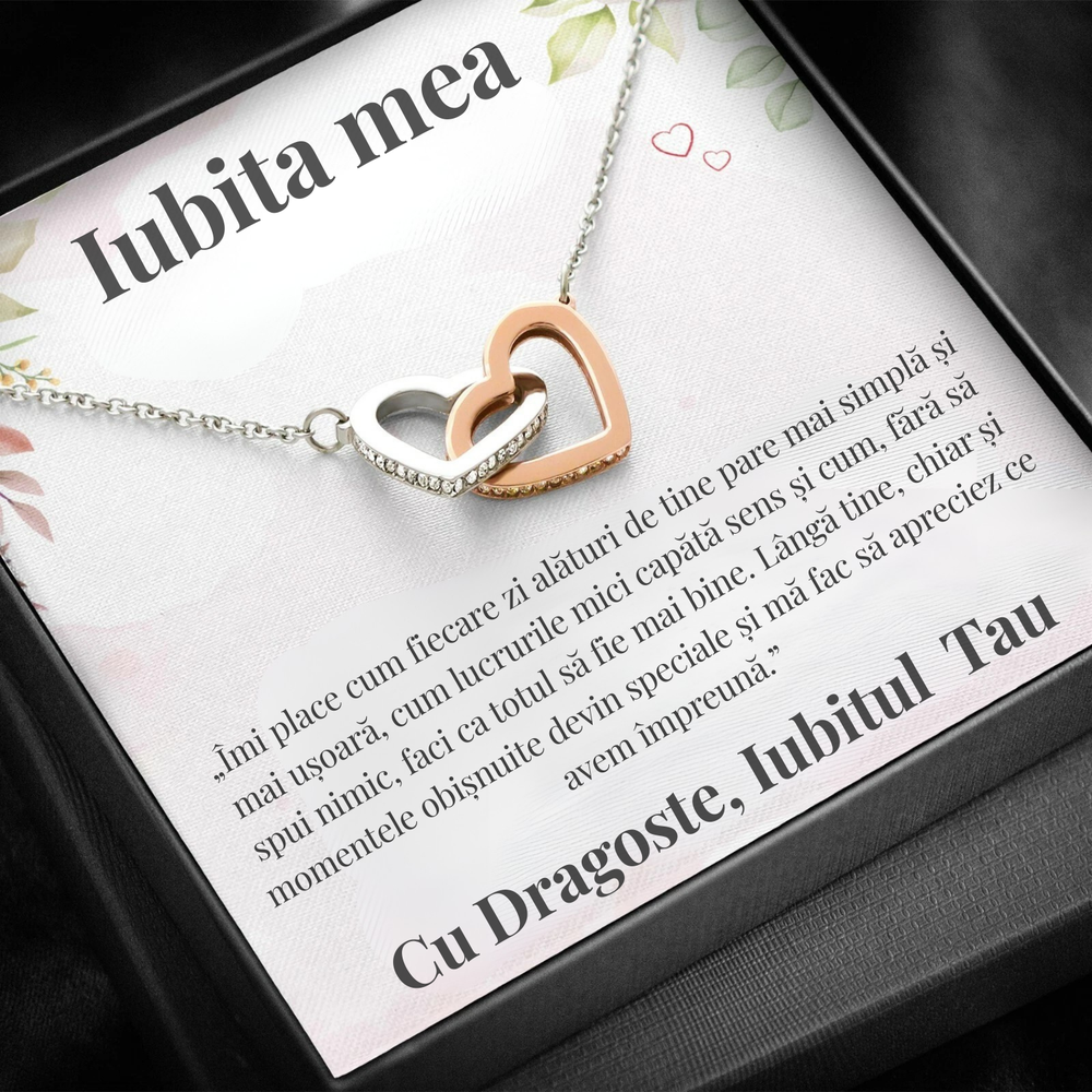 Cadou Iubita – Colier cu Zirconiu și Mesaj de Dragoste