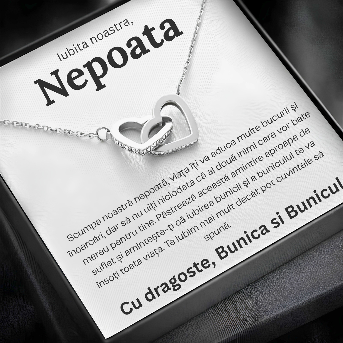 Cadou Nepoata– Colier cu Zirconiu și Mesaj de Dragoste