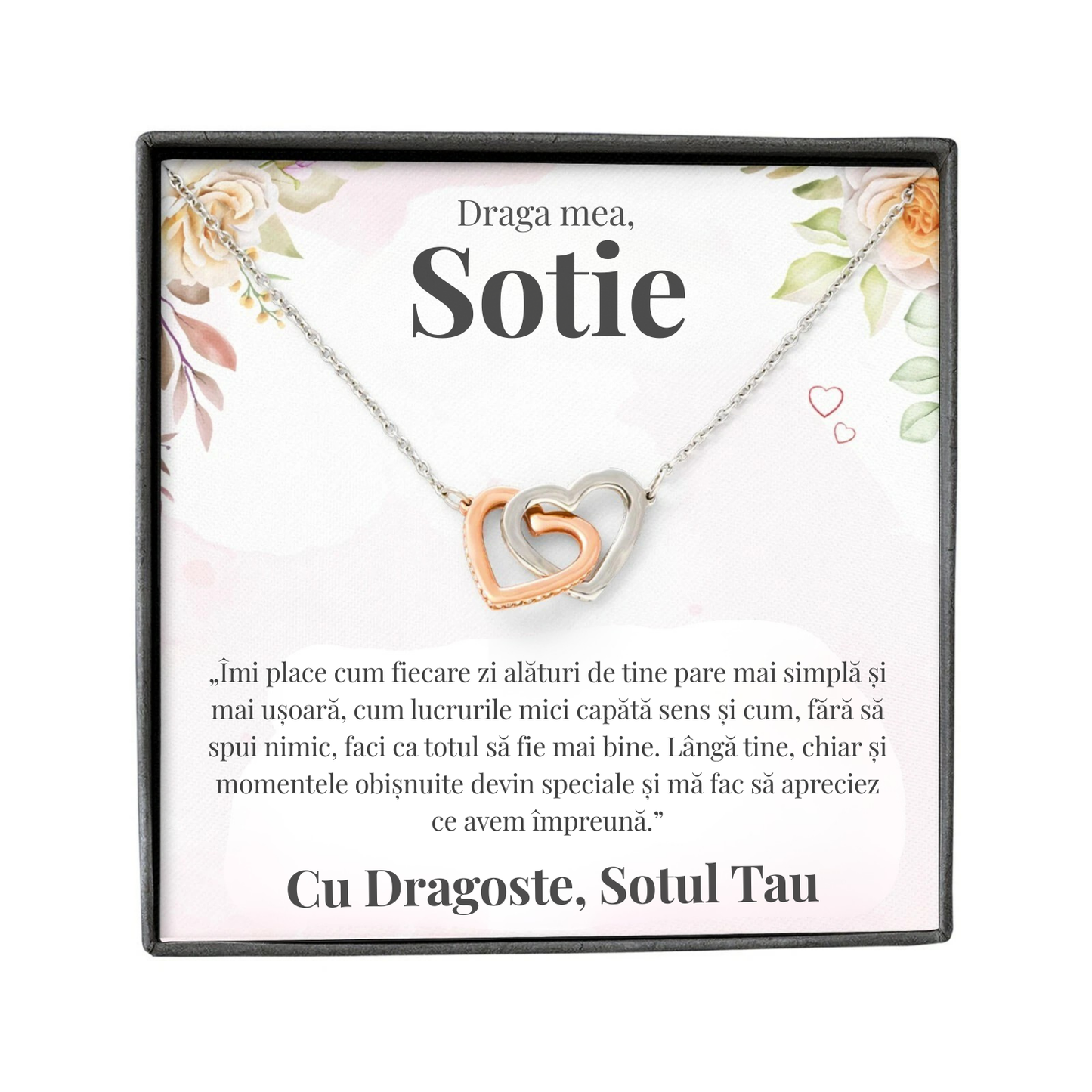 Cadou Sotie – Colier cu Zirconiu și Mesaj de Dragoste