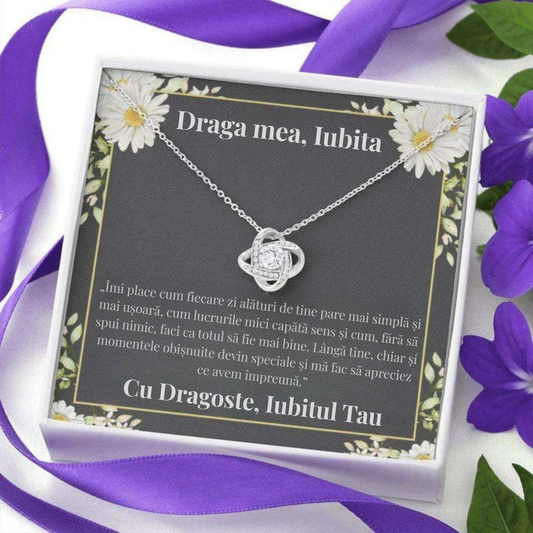 Cadou Iubita – Colier cu Zirconiu și Mesaj de Dragoste