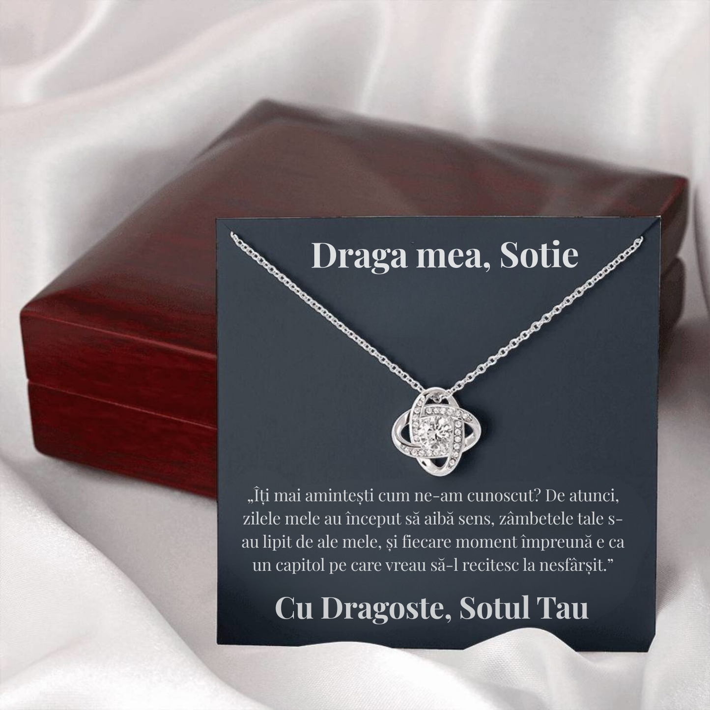 Cadou Sotie – Colier cu Zirconiu și Mesaj de Dragoste