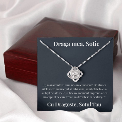 Cadou Sotie – Colier cu Zirconiu și Mesaj de Dragoste
