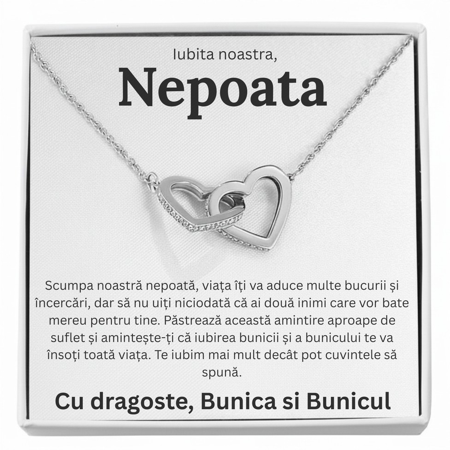 Cadou Nepoata– Colier cu Zirconiu și Mesaj de Dragoste