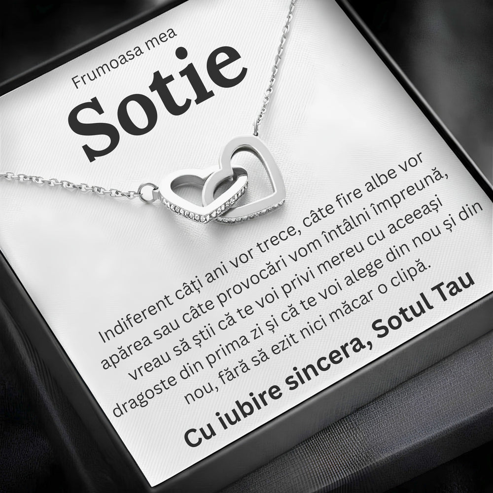 Cadou Sotie – Colier cu Zirconiu și Mesaj de Dragoste