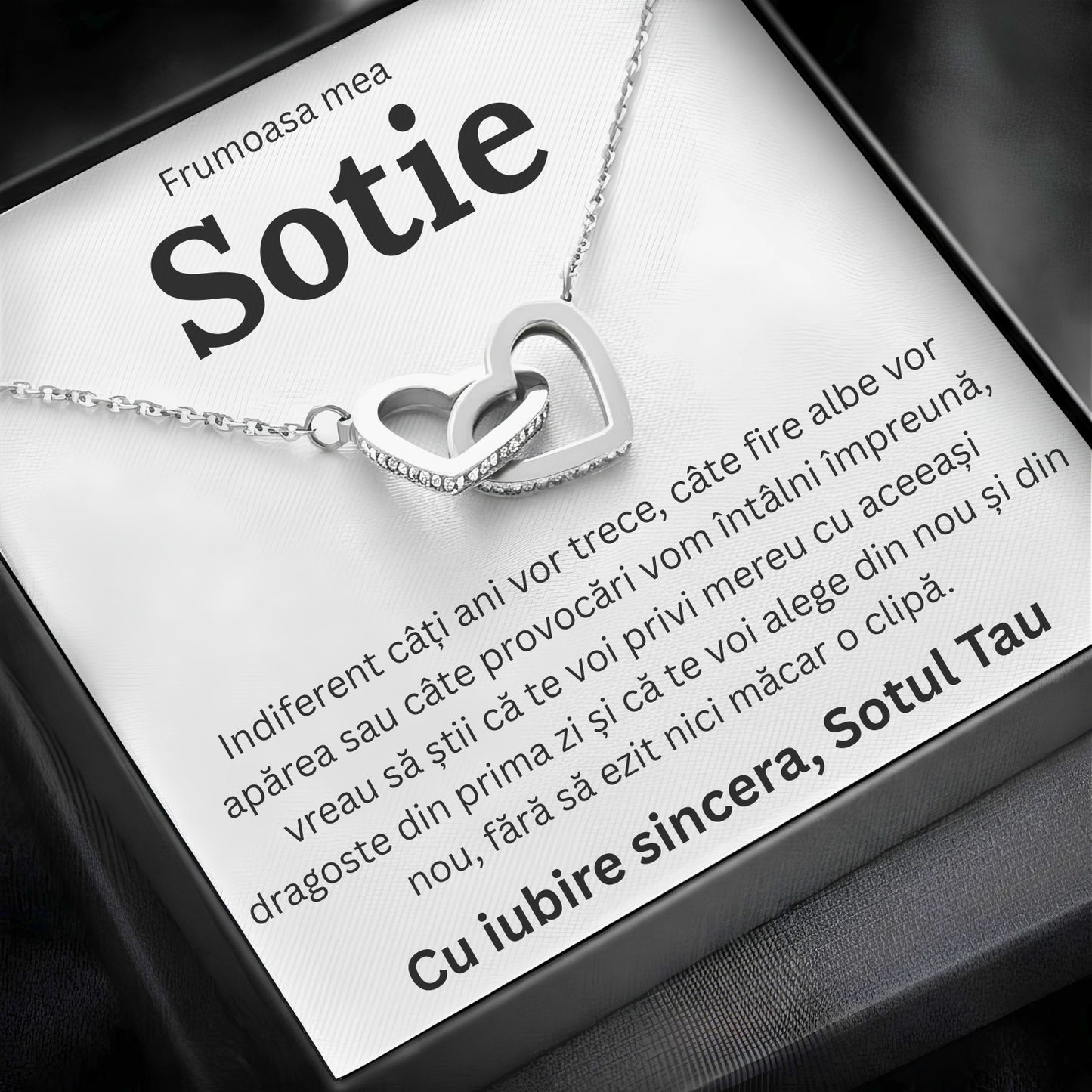 Cadou Sotie – Colier cu Zirconiu și Mesaj de Dragoste