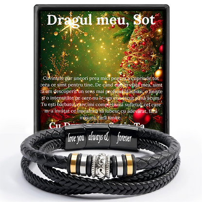 Cadou Sot - bratara din piele cu mesaj de Dragoste