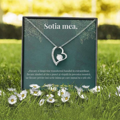 Cadou Sotie – Colier cu Zirconiu și Mesaj de Dragoste