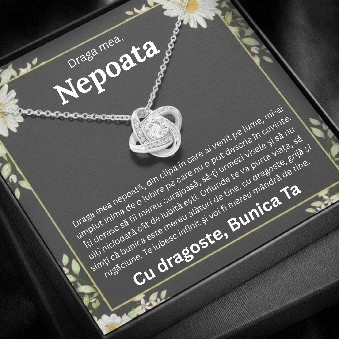 Cadou Nepoata– Colier cu Zirconiu și Mesaj de Dragoste