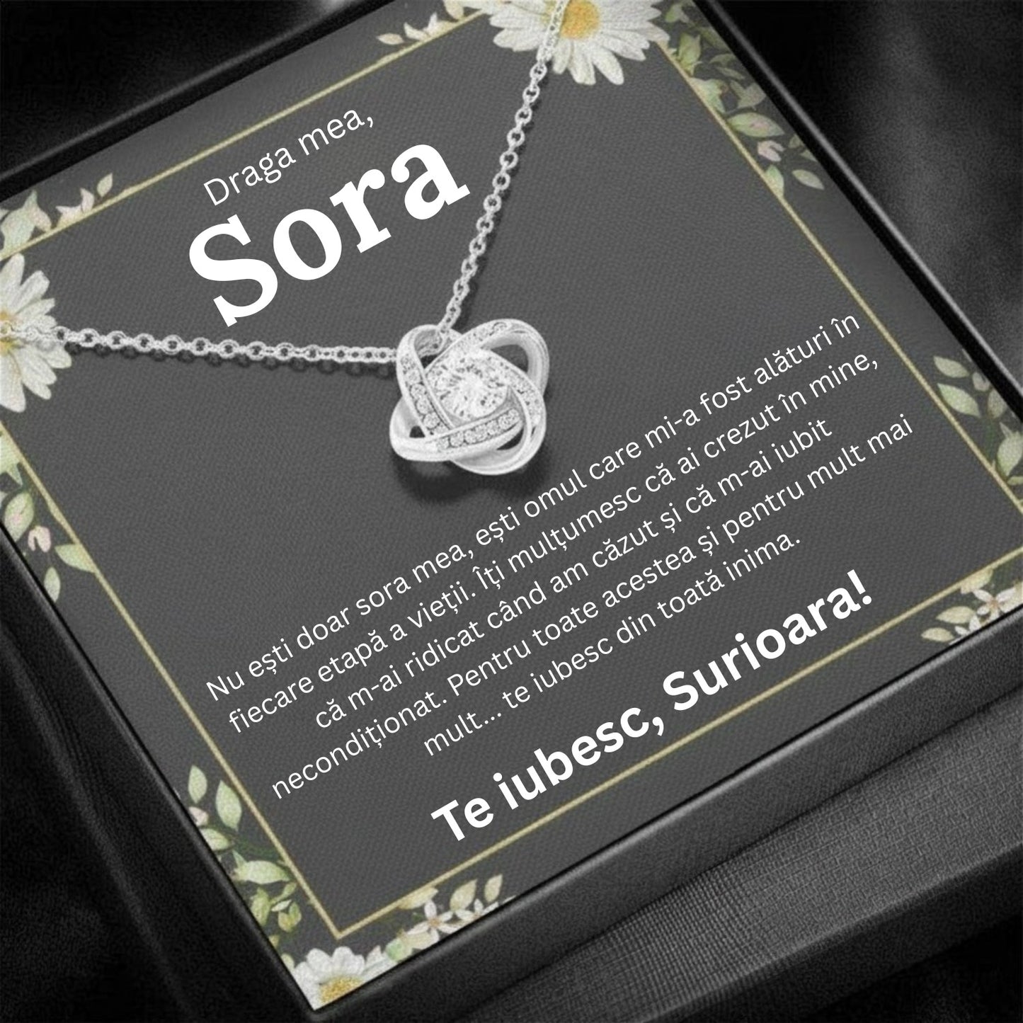 Cadou Sora– Colier cu Zirconiu și Mesaj de Dragoste