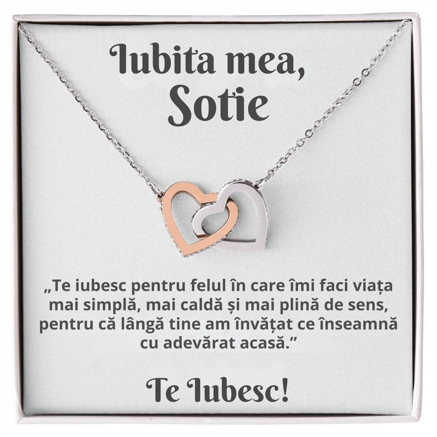 Cadou Sotie – Colier cu Zirconiu și Mesaj de Dragoste