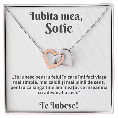Cadou Sotie – Colier cu Zirconiu și Mesaj de Dragoste