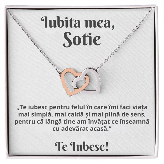 Cadou Sotie – Colier cu Zirconiu și Mesaj de Dragoste