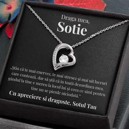 Cadou Sotie – Colier cu Zirconiu și Mesaj de Dragoste
