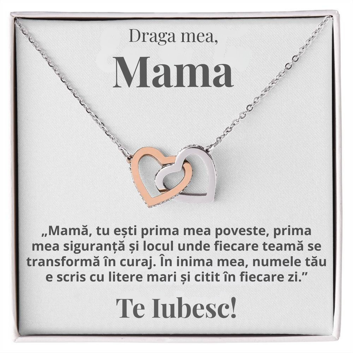 Cadou Mama – Colier cu Zirconiu și Mesaj de Dragoste