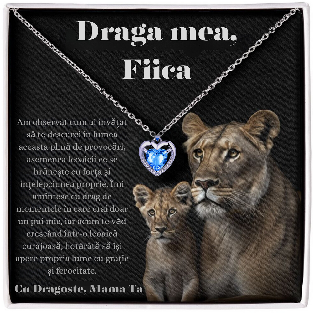 Cadou Fiica – Colier Argint 925 cu Zirconiu și Mesaj de Dragoste
