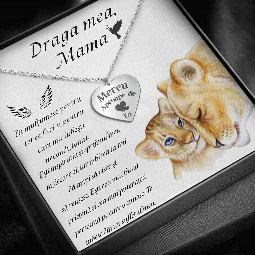 Set Cadou Colier Argint 925, cutiuta personalizata cu felicitare de iubire de la Fiu/Fiica pentru Mama - Lion Love 9