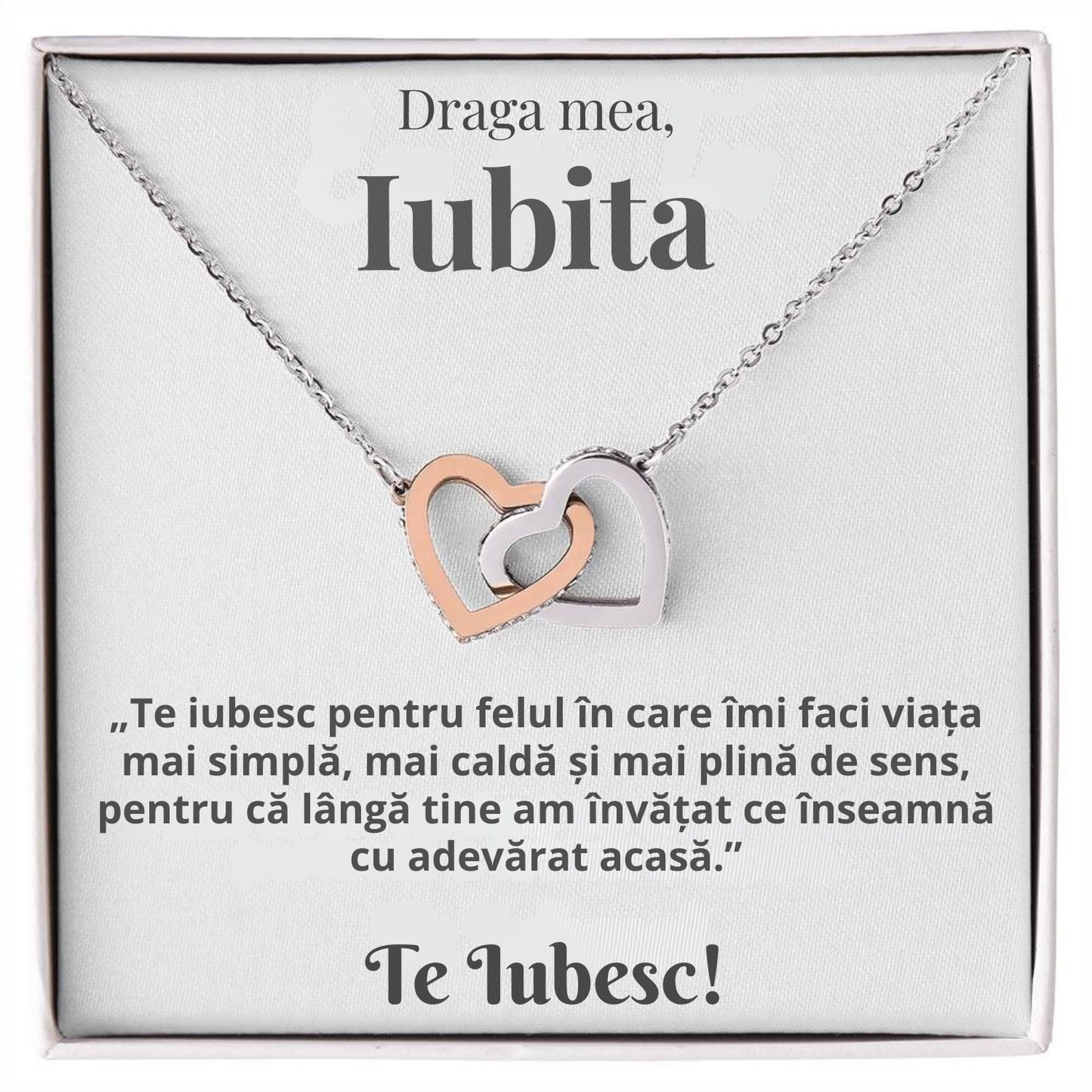 Cadou Iubita – Colier cu Zirconiu și Mesaj de Dragoste