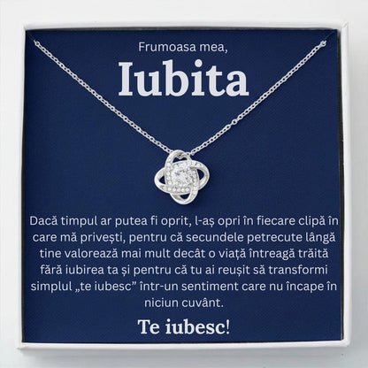 Cadou Iubita – Colier cu Zirconiu și Mesaj de Dragoste