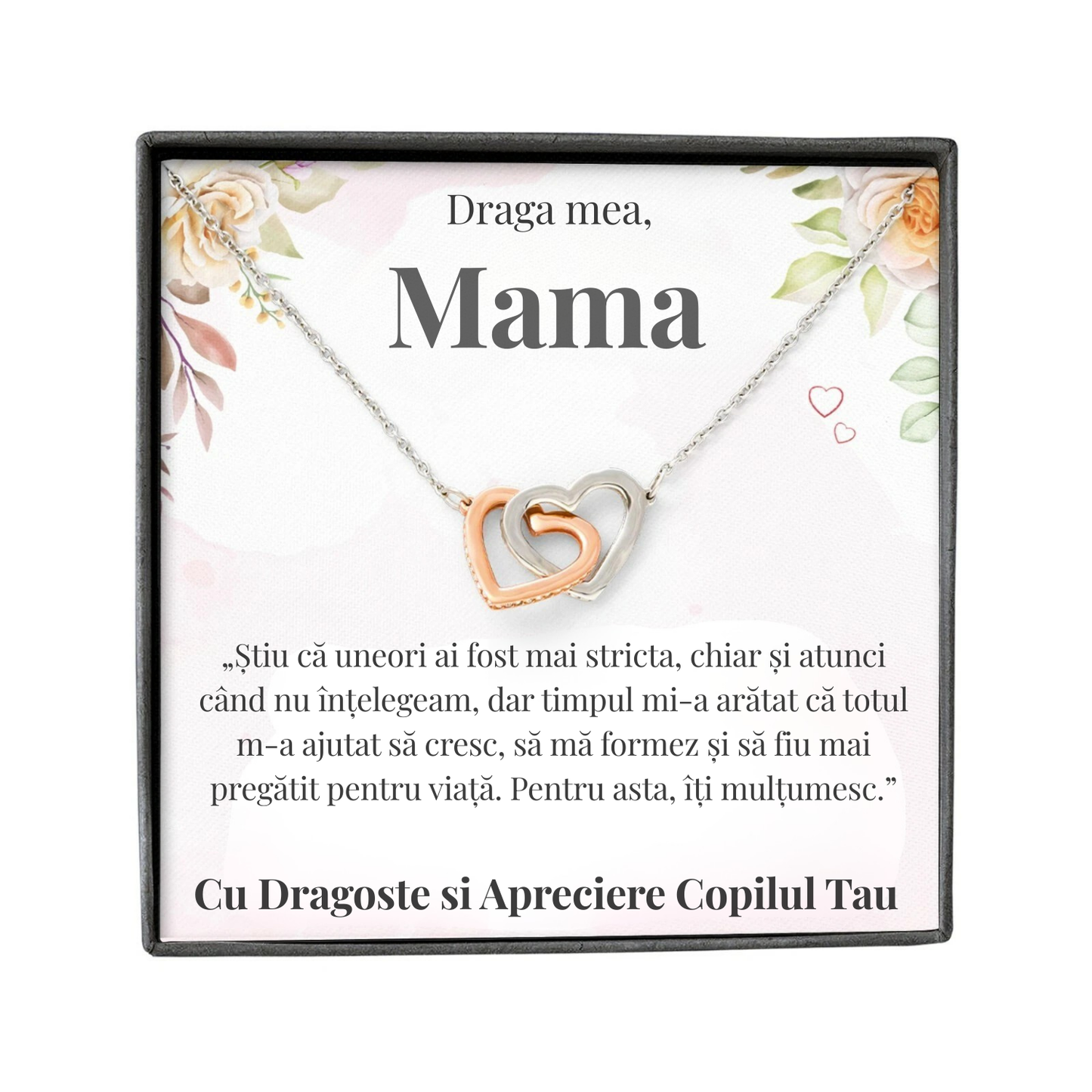 Cadou Mama – Colier cu Zirconiu și Mesaj de Dragoste