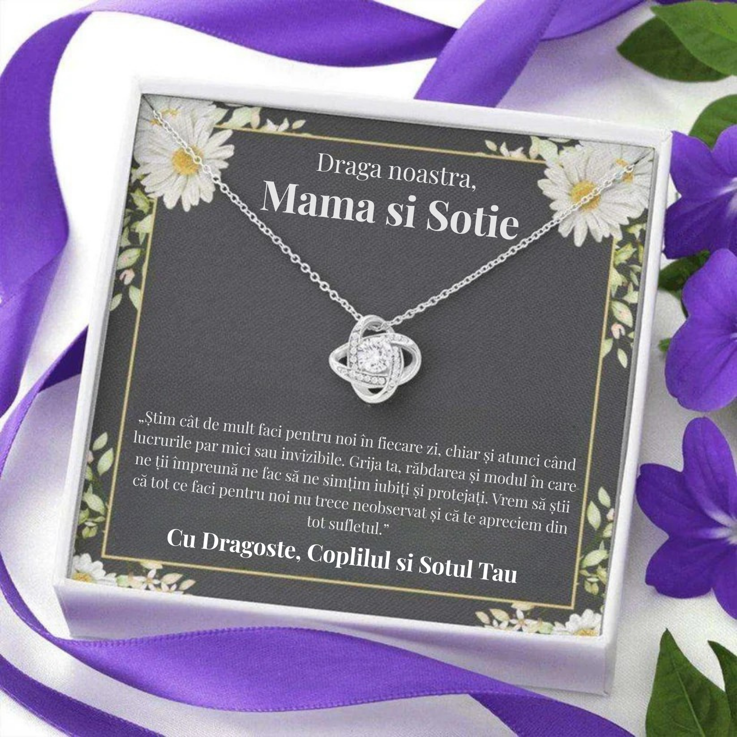 Cadou Mama – Colier cu Zirconiu și Mesaj de Dragoste