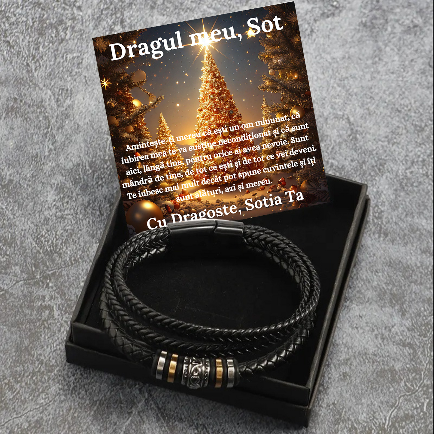 Cadou Sot - bratara din piele cu mesaj de Dragoste