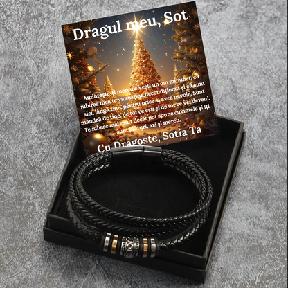 Cadou Sot - bratara din piele cu mesaj de Dragoste