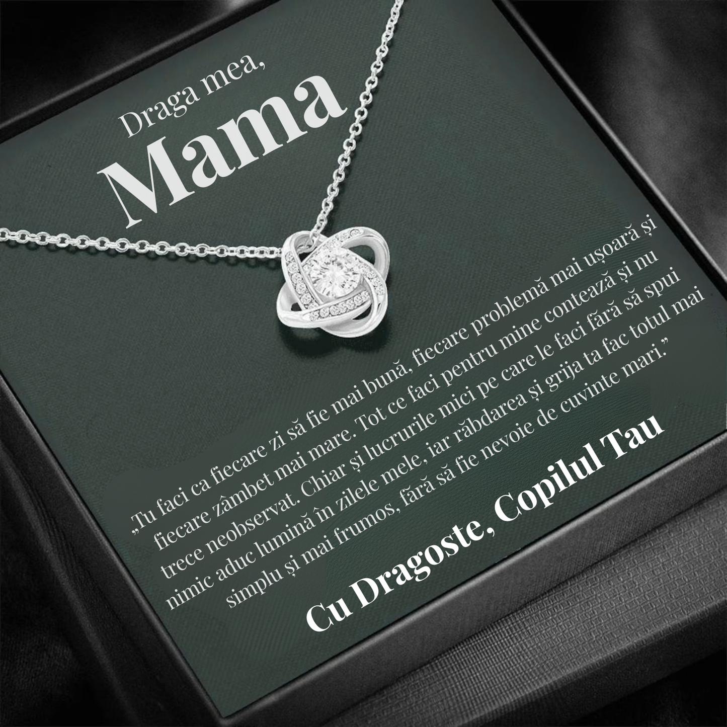Cadou Mama – Colier cu Zirconiu și Mesaj de Dragoste