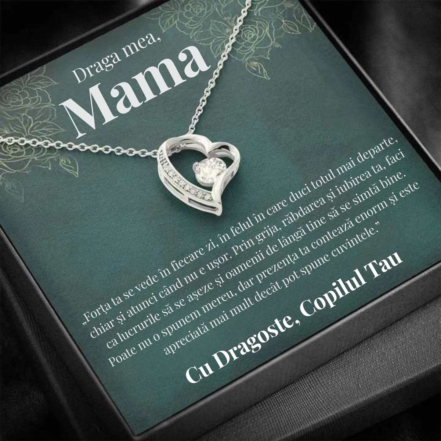 Cadou Mama – Colier cu Zirconiu și Mesaj de Dragoste