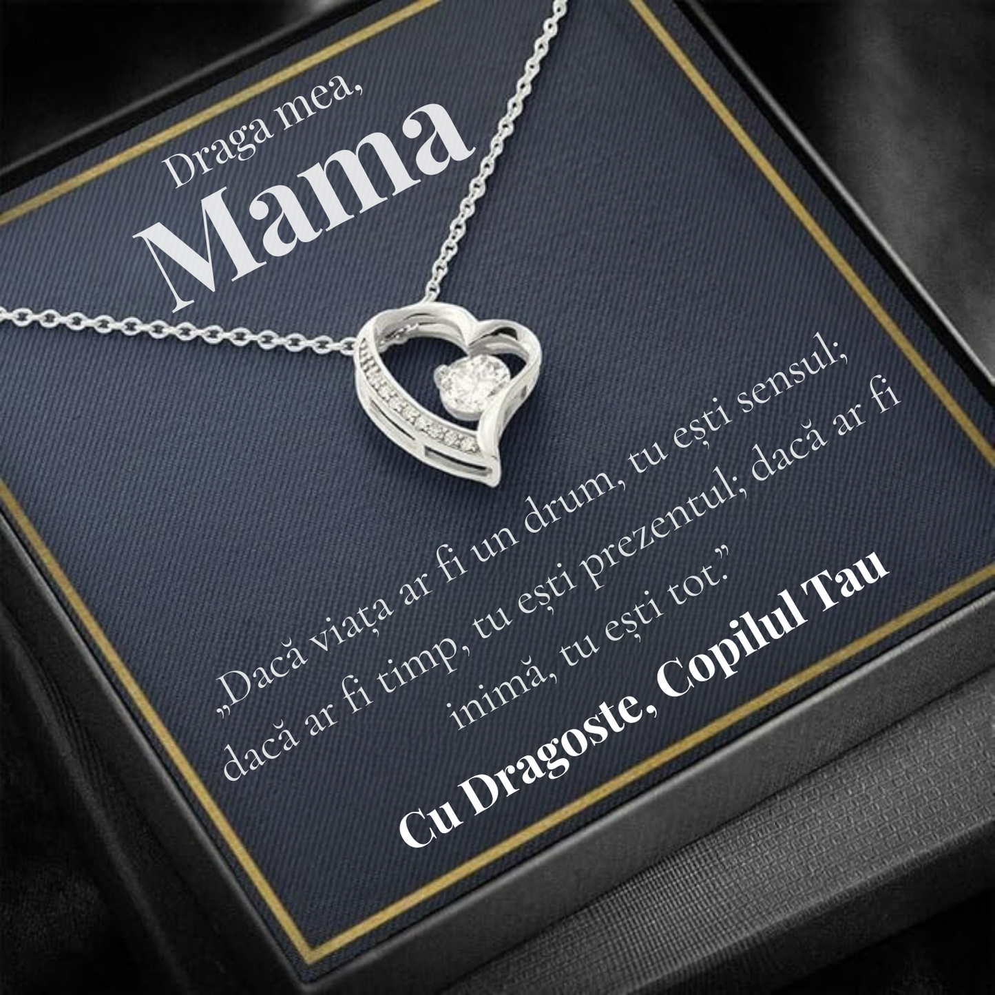 Cadou Mama – Colier cu Zirconiu și Mesaj de Dragoste