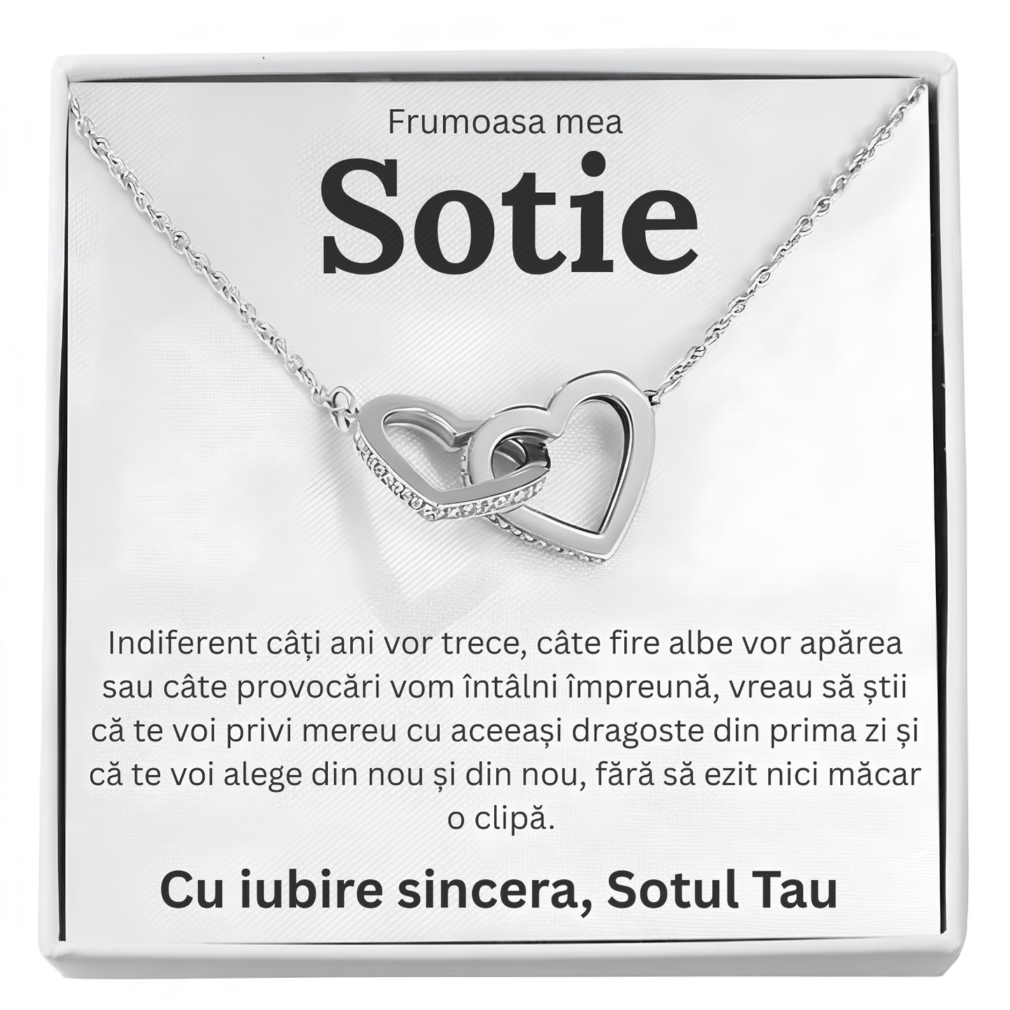 Cadou Sotie – Colier cu Zirconiu și Mesaj de Dragoste