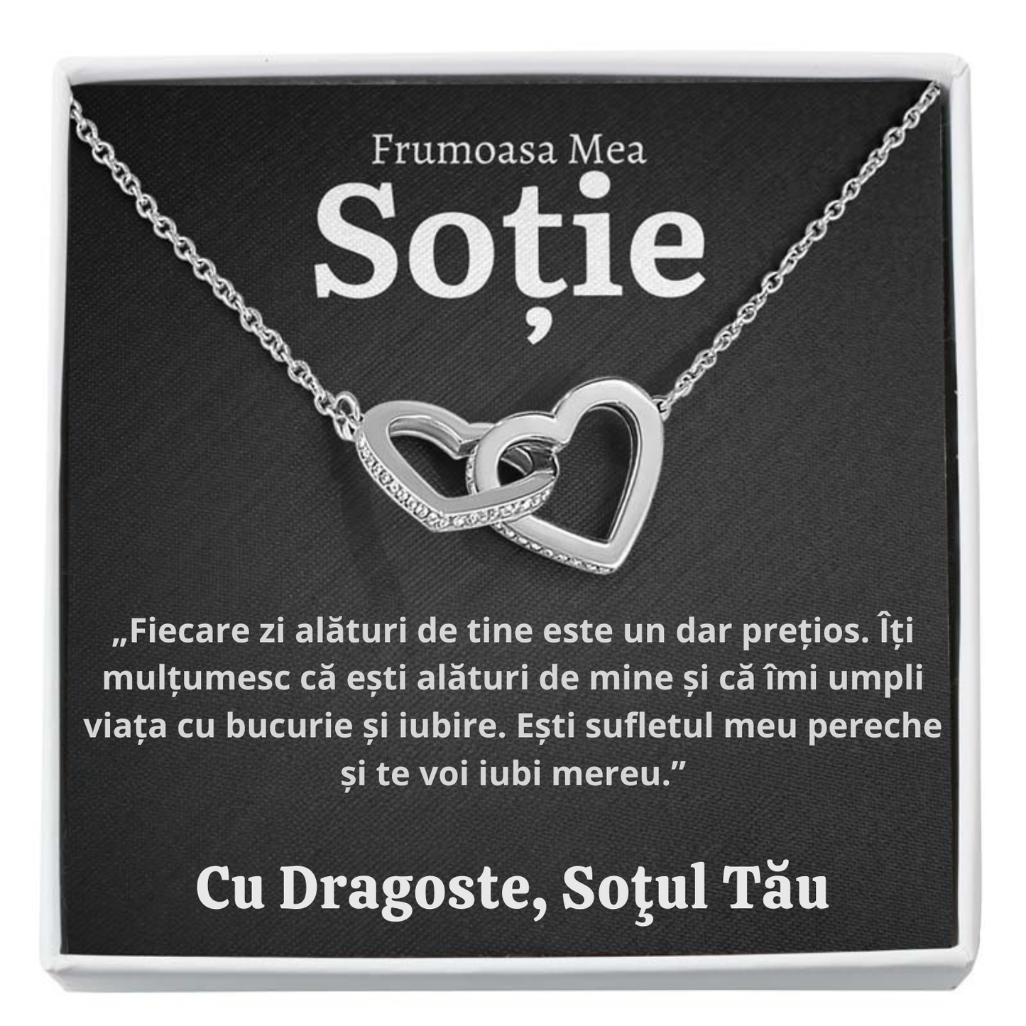 Cadou Sotie – Colier cu Zirconiu și Mesaj de Dragoste