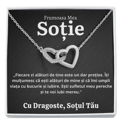 Cadou Sotie – Colier cu Zirconiu și Mesaj de Dragoste