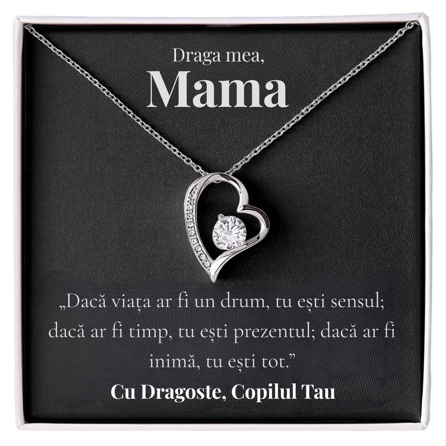 Cadou Mama – Colier cu Zirconiu și Mesaj de Dragoste