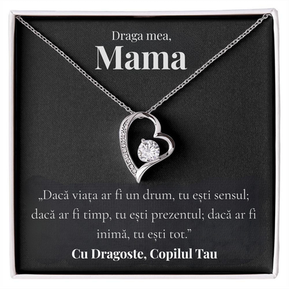 Cadou Mama – Colier cu Zirconiu și Mesaj de Dragoste