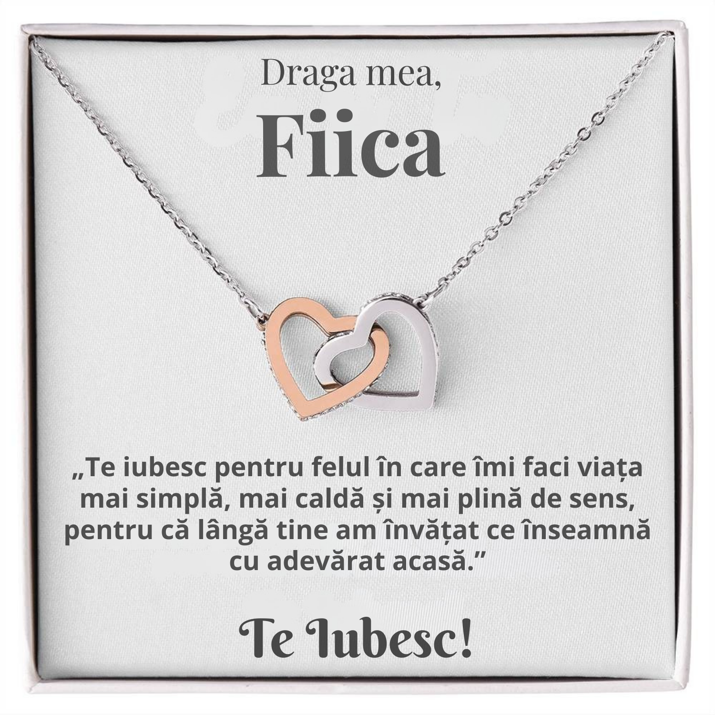 Cadou Fiica – Colier cu Zirconiu și Mesaj de Dragoste