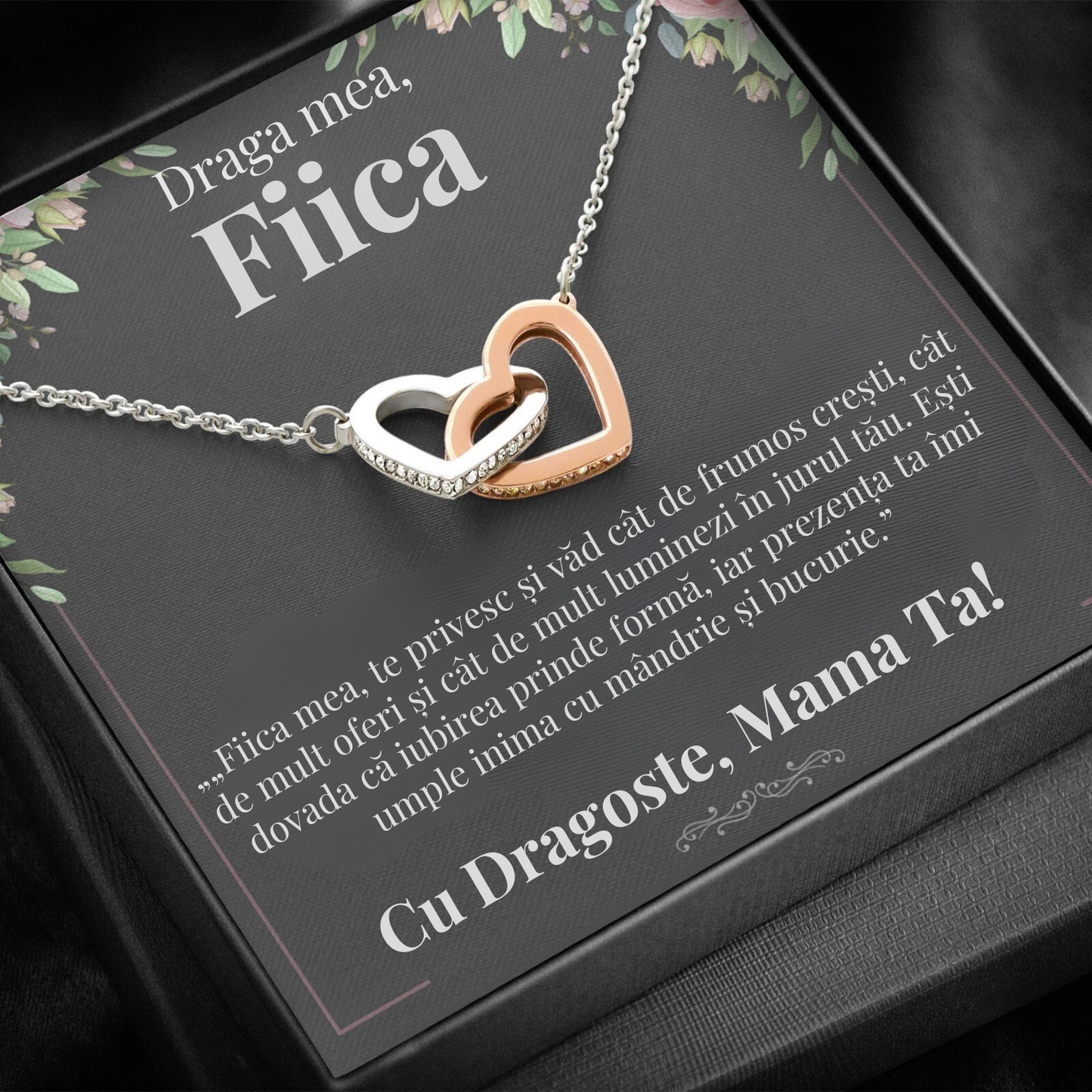 Cadou Fiica – Colier cu Zirconiu și Mesaj de Dragoste