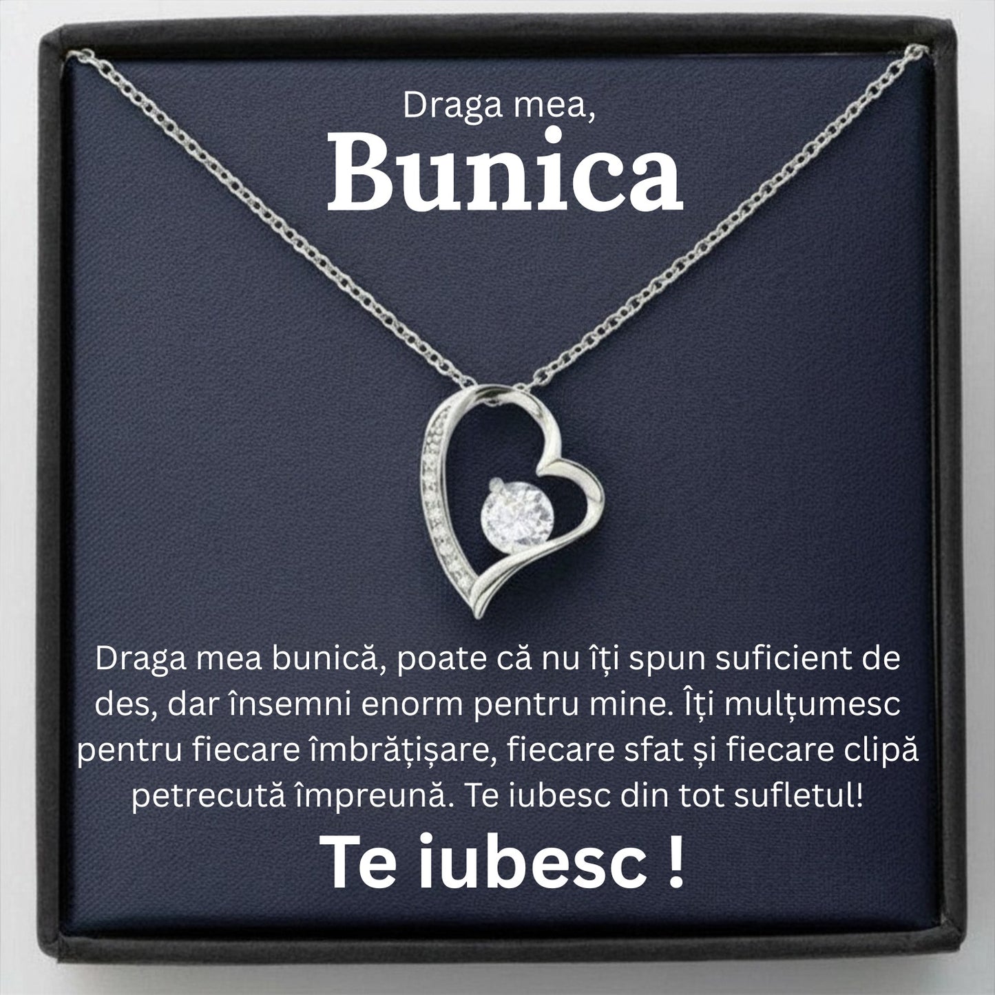 Cadou Bunica – Colier cu Zirconiu și Mesaj de Dragoste