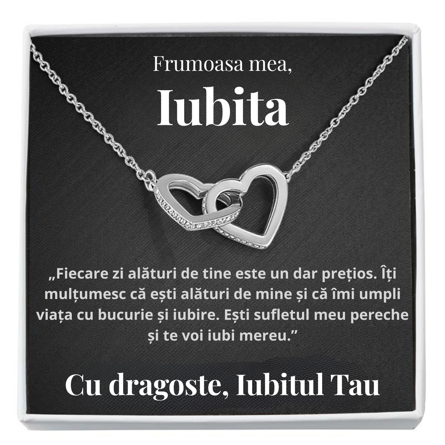 Cadou Iubita – Colier cu Zirconiu și Mesaj de Dragoste