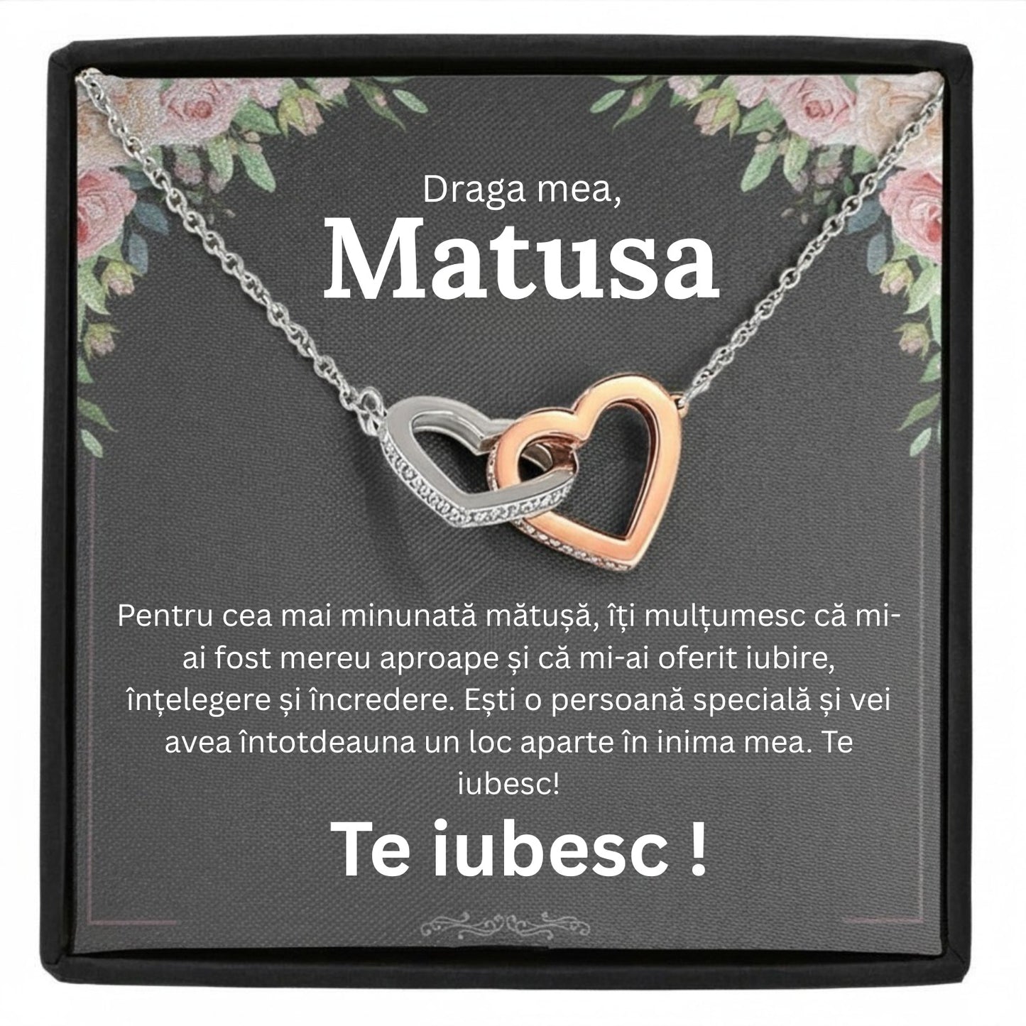 Cadou Matusa – Colier cu Zirconiu și Mesaj de Dragoste