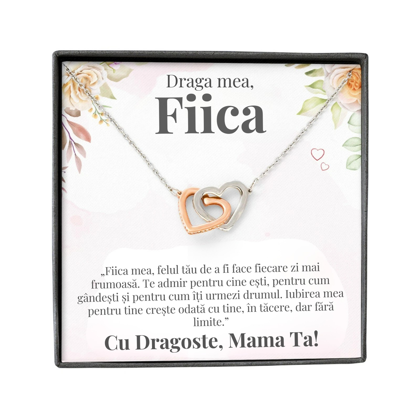 Cadou Fiica – Colier cu Zirconiu și Mesaj de Dragoste