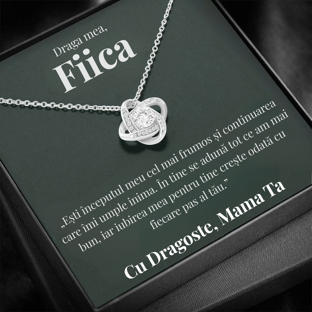 Cadou Fiica – Colier cu Zirconiu și Mesaj de Dragoste