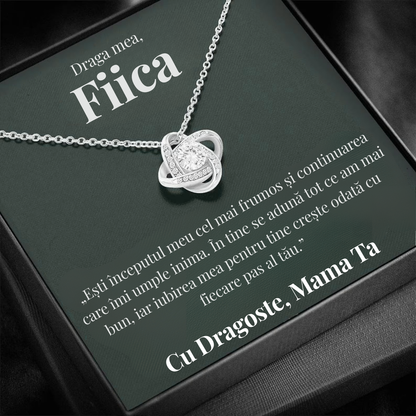 Cadou Fiica – Colier cu Zirconiu și Mesaj de Dragoste