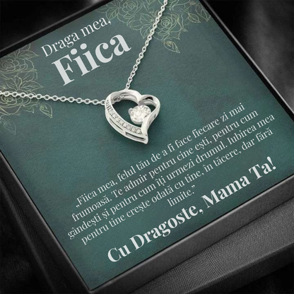 Cadou Fiica – Colier cu Zirconiu și Mesaj de Dragoste