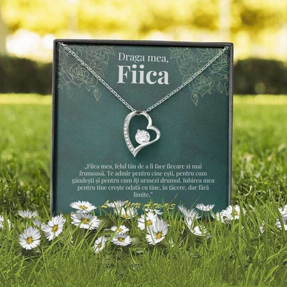 Cadou Fiica – Colier cu Zirconiu și Mesaj de Dragoste