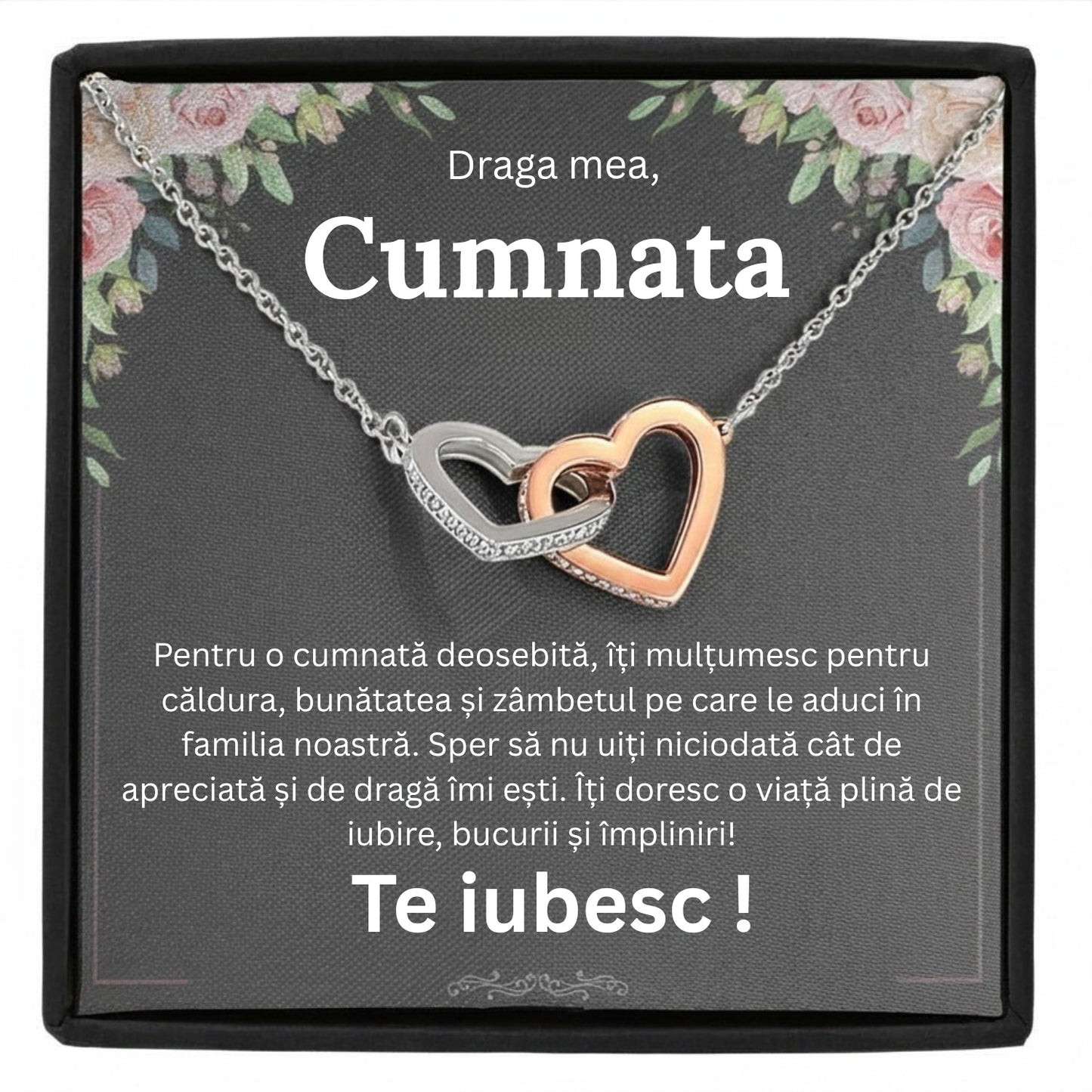 Cadou Cumnata - Colier cu Zirconiu și Mesaj de Dragoste
