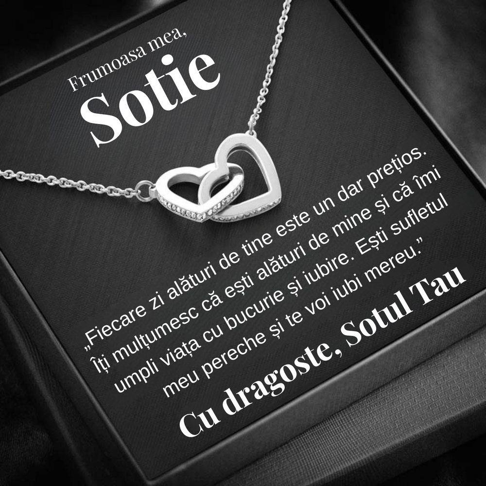 Cadou Sotie – Colier cu Zirconiu și Mesaj de Dragoste