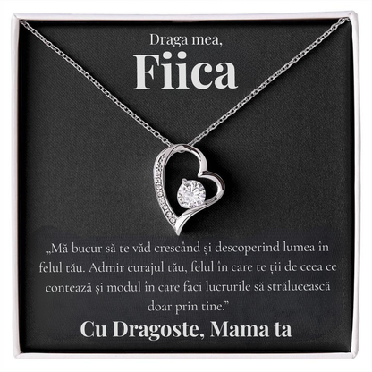 Cadou Fiica – Colier cu Zirconiu și Mesaj de Dragoste